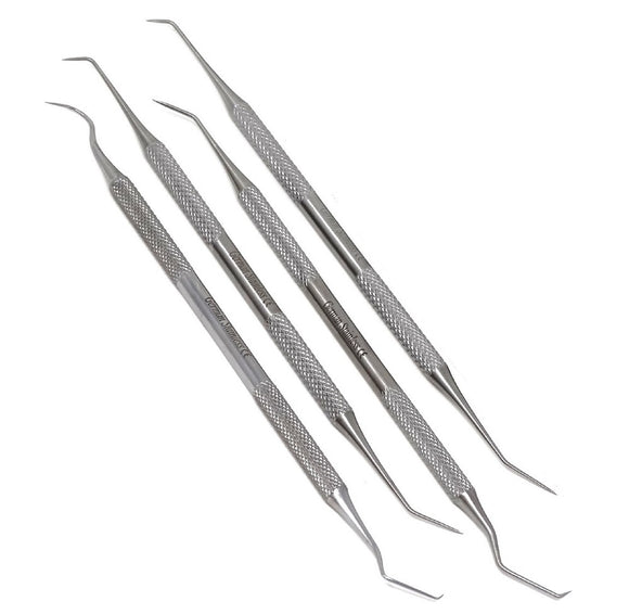 Set of 4 pcs Oral Hygiene Double Ended Dental Tartar Remover Tooth Scraper Calculus Plaque Removing Tools Periodontal Probes Kit