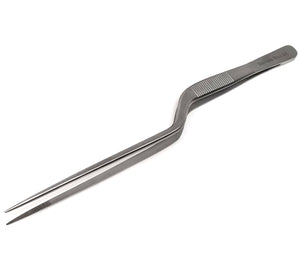 Micro Fine Lab Forceps 10", Precision Serrated Tips, Offset Handle, Stainless Steel Tweezers