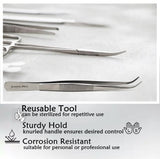 Micro Fine Lab Forceps 6", Precision Serrated Tips, Curved, Stainless Steel Tweezers