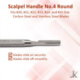 Round Grip Scalpel Handle #4, Stainless Steel (Fits Size 20-26 Scalpel Blades)