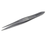 Micro Fine Lab Forceps 4.5", Precision Serrated Tips, Straight, Stainless Steel Tweezers