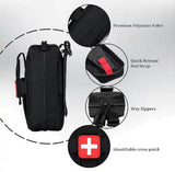 Black Molle Pouch Zipper Bag for Outdoor Adventures Emergency Camping Preparedness, Opens Flat