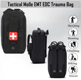 Black Molle Pouch Zipper Bag for Outdoor Adventures Emergency Camping Preparedness, Opens Flat