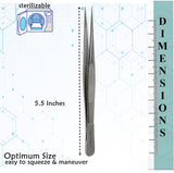 Micro Fine Lab Forceps 5.5", Precision Serrated Tips, Straight, Stainless Steel Tweezers