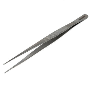 Micro Fine Lab Forceps 8", Precision Serrated Tips, Straight, Stainless Steel Tweezers